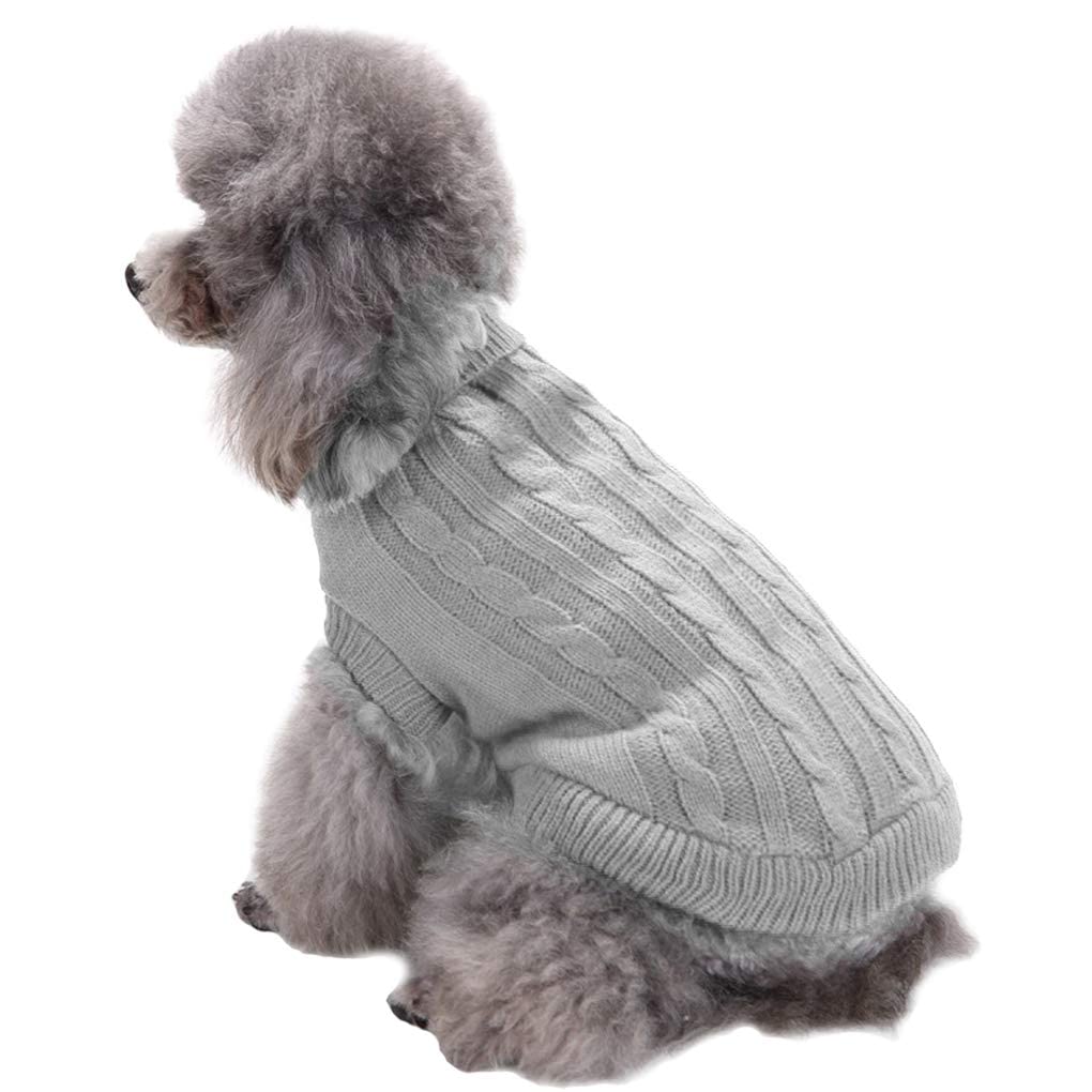 Chborchicen Small Dog Sweaters Knitted Pet Cat Sweater Warm Dog Sweatshirt Dog Winter Clothes Kitten Puppy Sweater (Large, Grey)