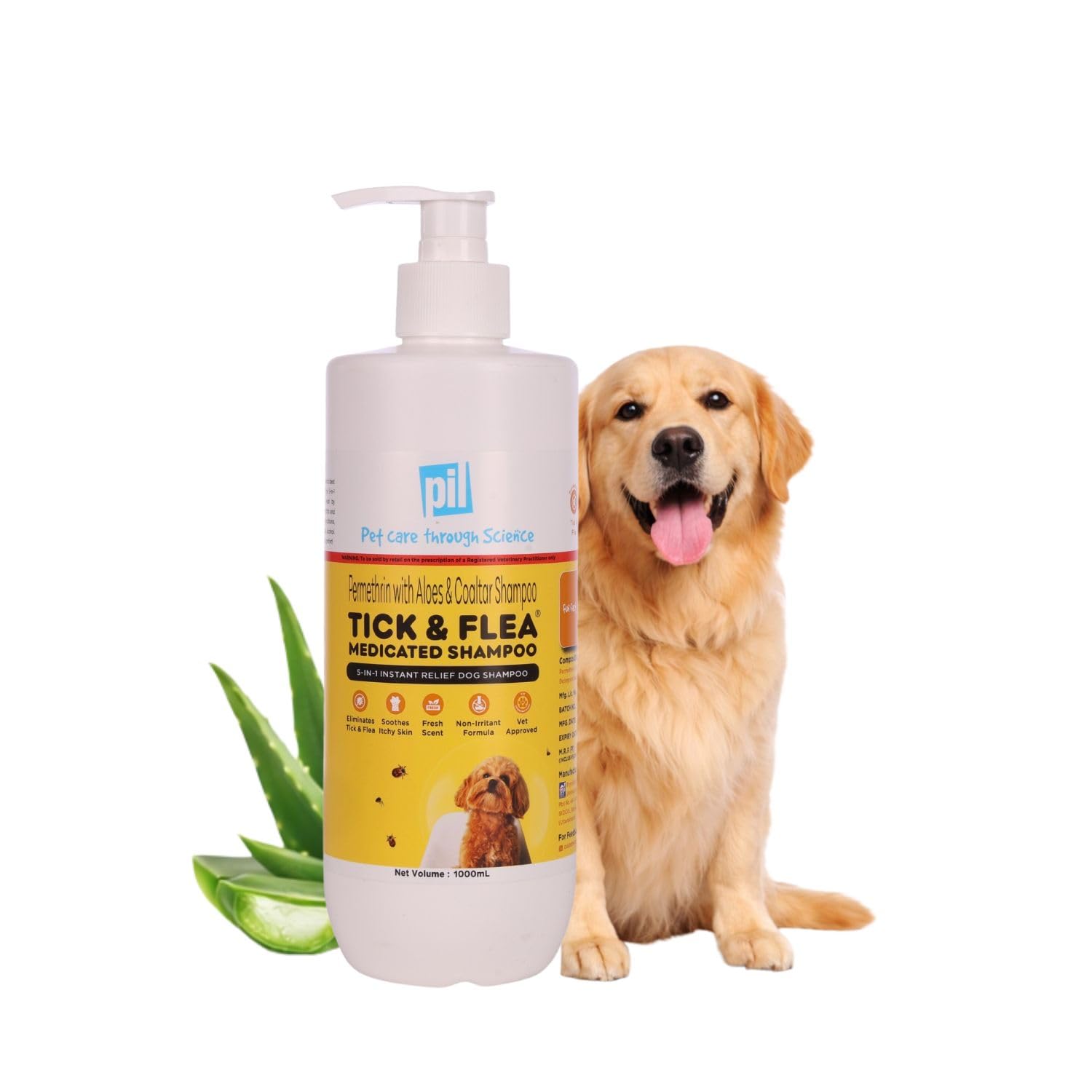 Pil Tick & Flea Dog Shampoo 1000Ml | Ditch To Itch Dog Shampoo For Pomeranian, Puppy, Rottweiler Adult, German Shepherd, Labrado