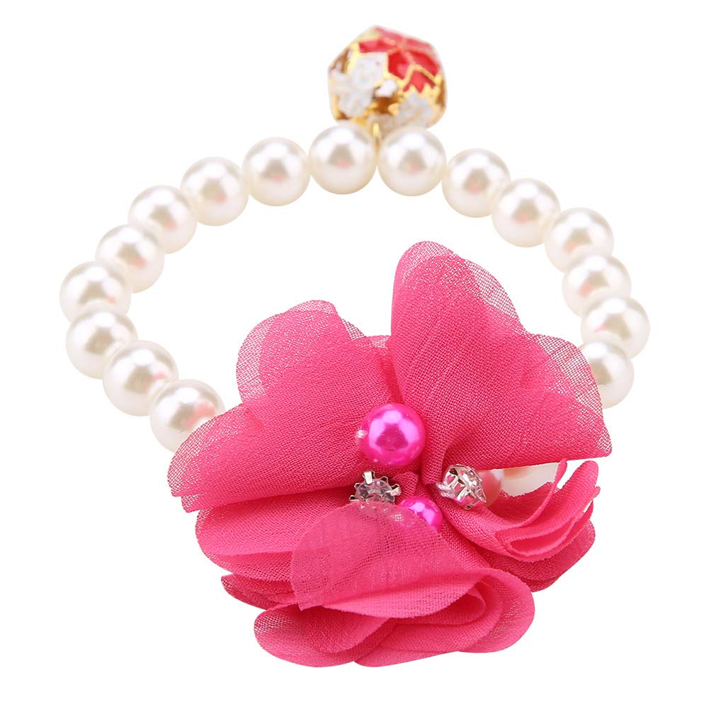 Zerodis Pet Pearl Flower Collar, Elastic Cat Collar Choker Necklace Pet Dog Cat Jewelry Necklace For Puppy Collar Jewelry Access