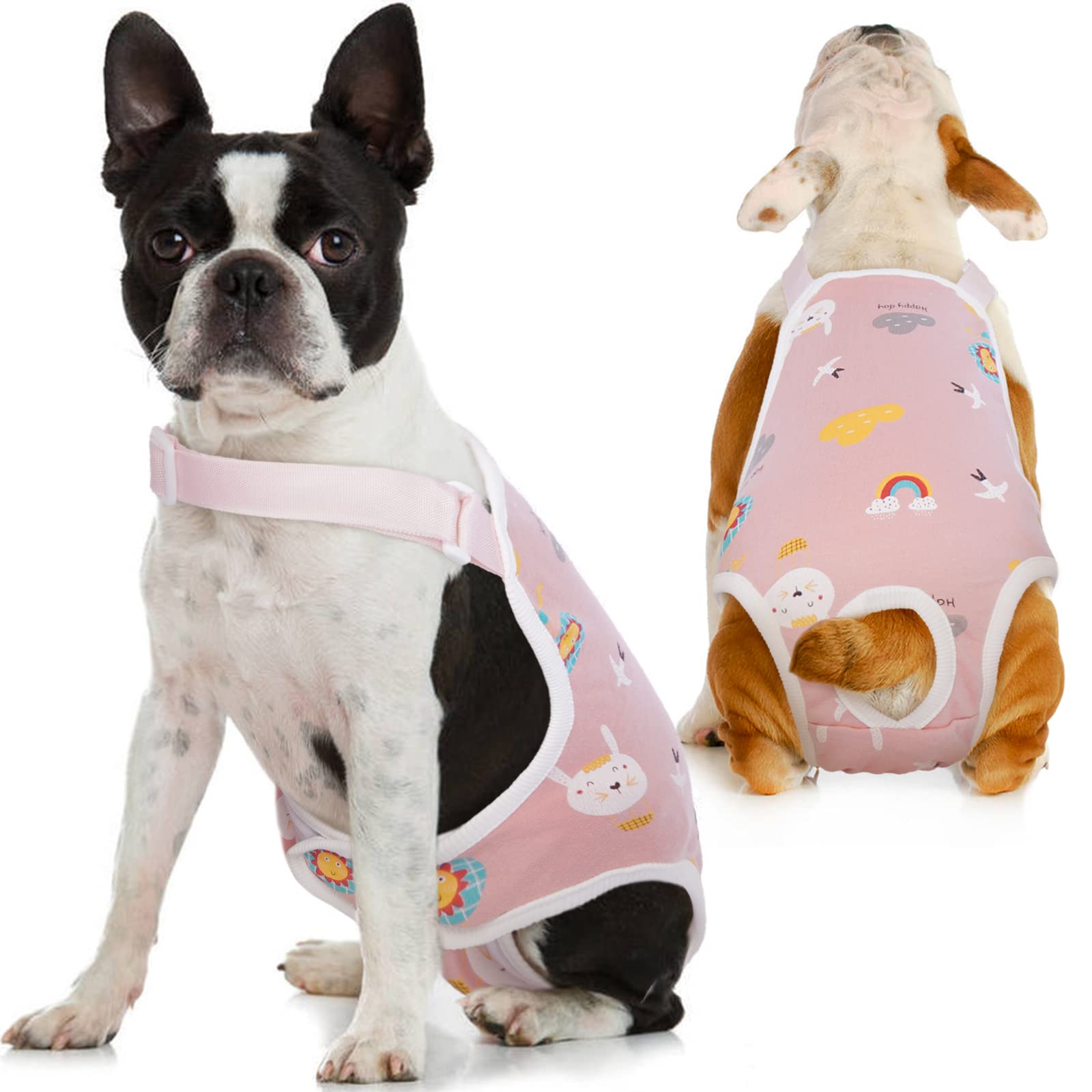 Qbleev Dog Diapers Female Sanitary Pantie With Adjustable Suspender, Reusable Doggie Diaper Cozy Underwear For Female Girl Dogs In Heat Period, Breathable Cotton Briefs For Teddy Corgi French Bulldog