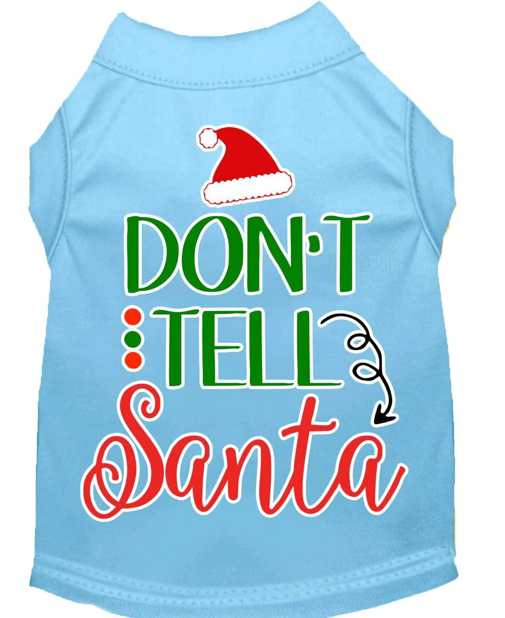 Christmas Pet Dog & Cat Shirt Screen Printed, "Don't Tell Santa" Yellow SM (3-6 lbs.)