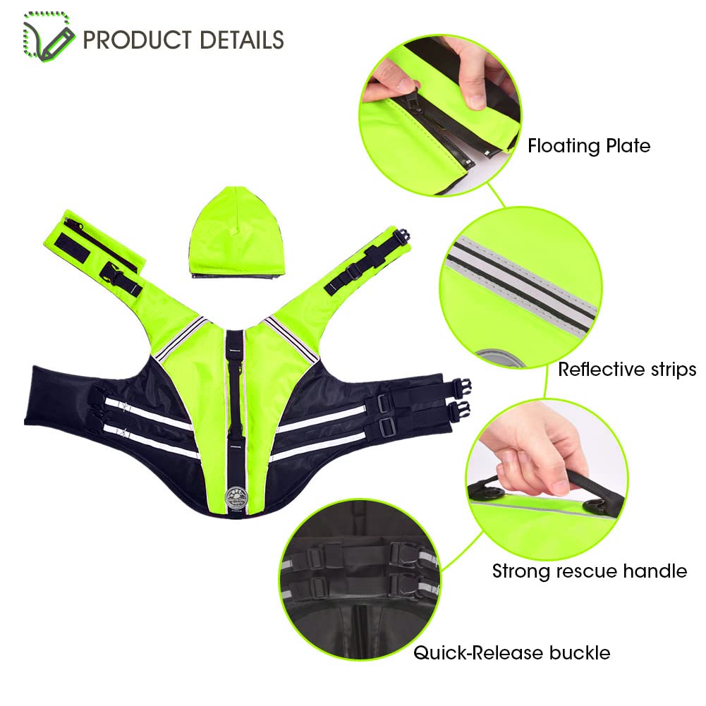 Mklhgty Dog Life Jacket, Reflective Dog Life Vest With Removable Neck Float & High Buoyancy For Swimming And Boating, Ripstop Pe