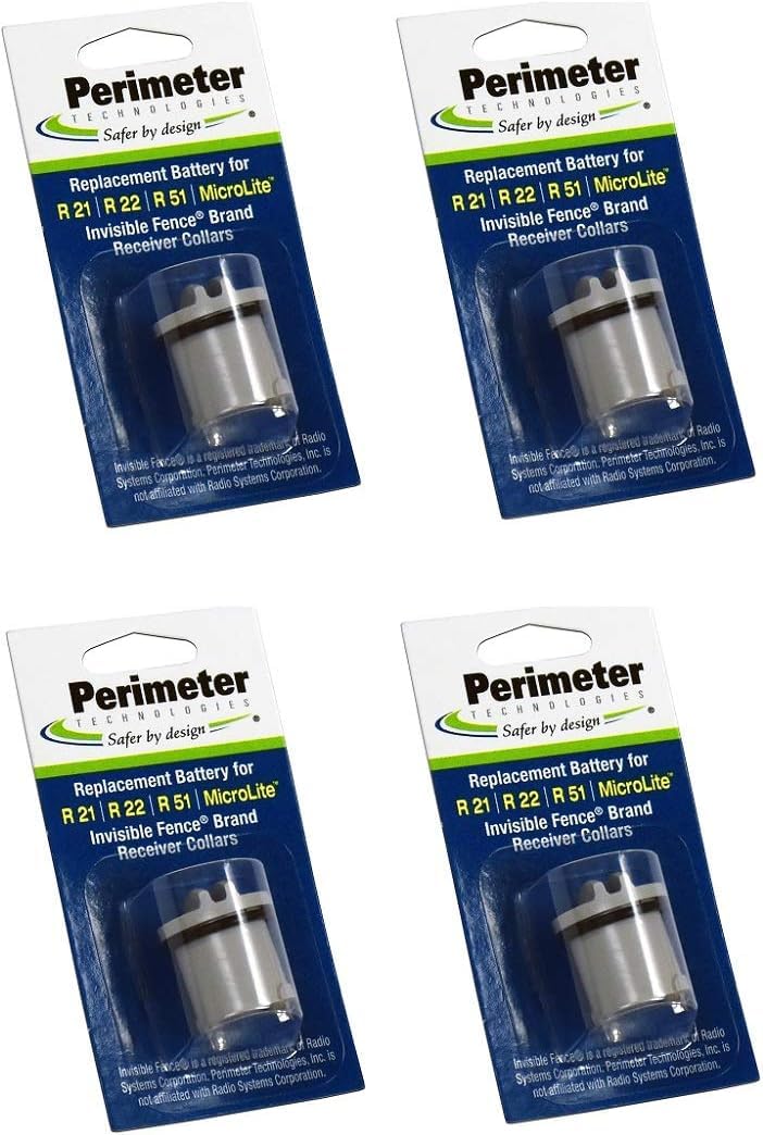 Perimeter Technologies Dog Fence Batteries - Four Pack for Invisible Fence R21/R51 Receiver Collars