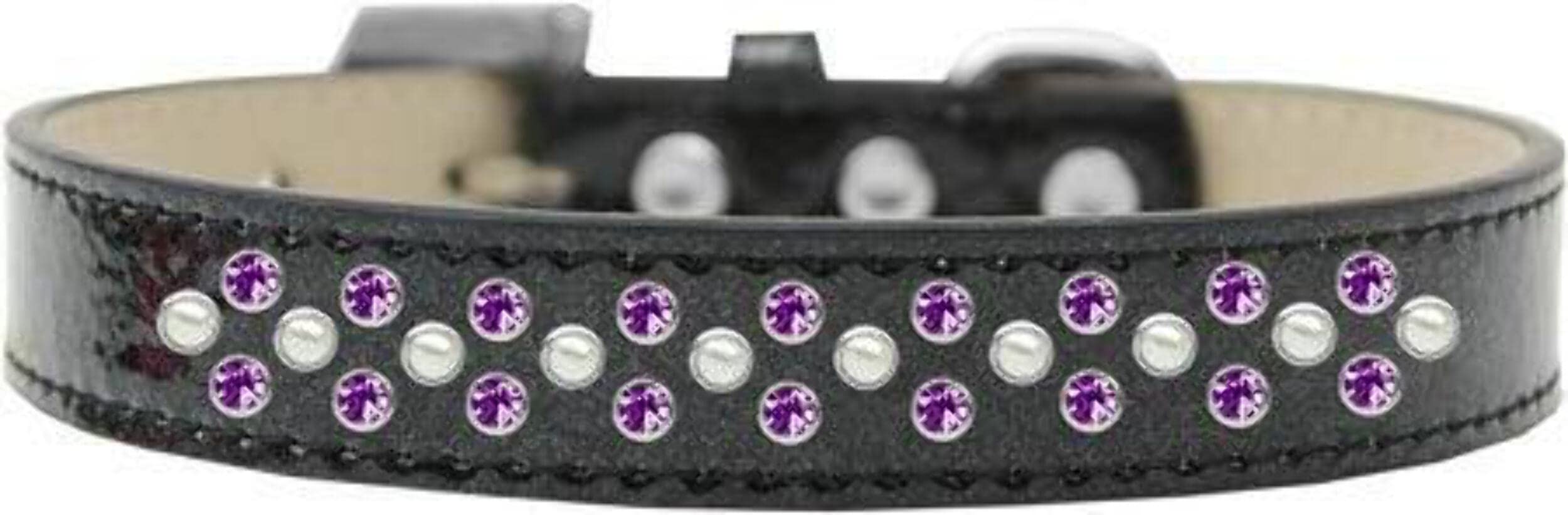 Mirage Pet Products Sprinkles Ice Cream Dog Collar with Pearl and Purple Crystals, Size 14, Purple