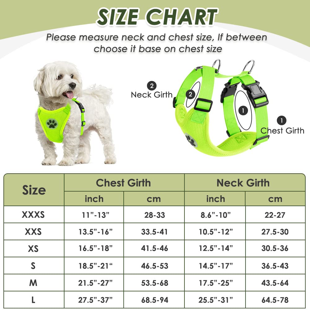 Slowton Dog Car Harness Seat Belt Set, Dog Vest Harness Adjustable Mesh Breathable & Vehicle Safety Seatbelt Tether With Elastic Bungee For Small Medium Large Pets (Lime Green, L)