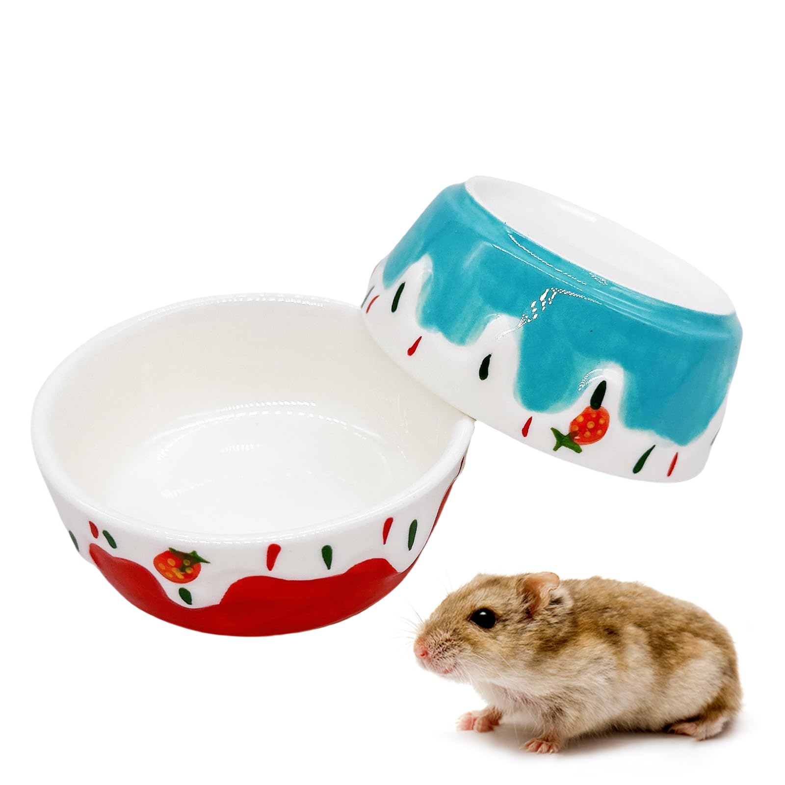 2 Pack Hamster Food Bowl Small Animals Ceramic Food Water Bowl Guinea Pig Bowls Prevent Tipping Moving for Guinea Pig Rabbit Ger