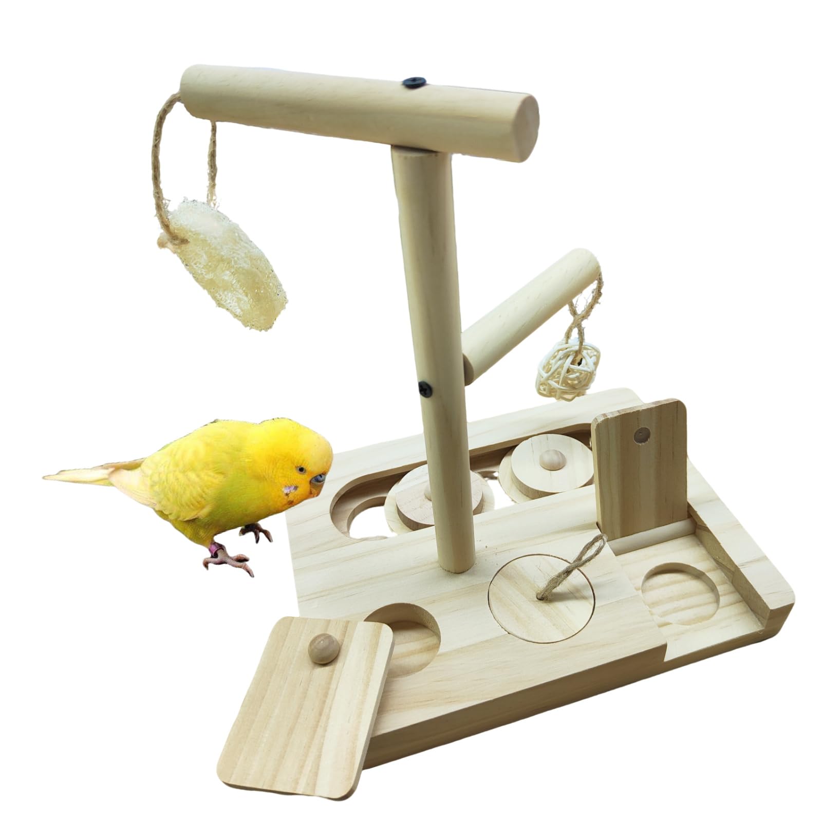 Bird Foraging Toys Parrot Enrichment Puzzle Toy Bird Playground Exploring Platform with Perch Chewing Toy for Small Birds Parake