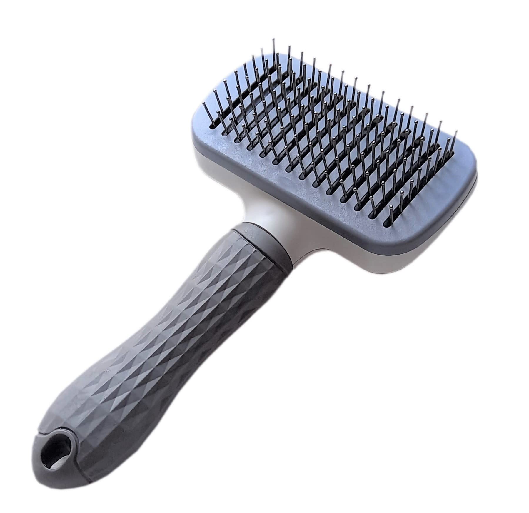 W9 Pet Products Self Cleaning Pet Grooming Brush With Round Head,Remove Excess And Dead Hair Slicker Brushes For Dog & CatGrey
