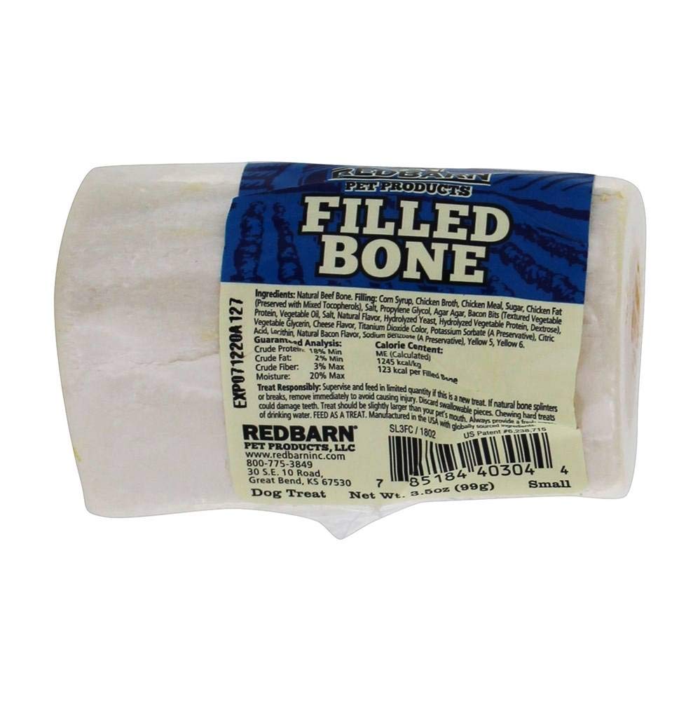 Redbarn Filled Dog Bones, Natural Long-Lasting Dental Treats; Suitable for Aggressive Chewers, Small (3) - 5 Bones (Cheese N Ba