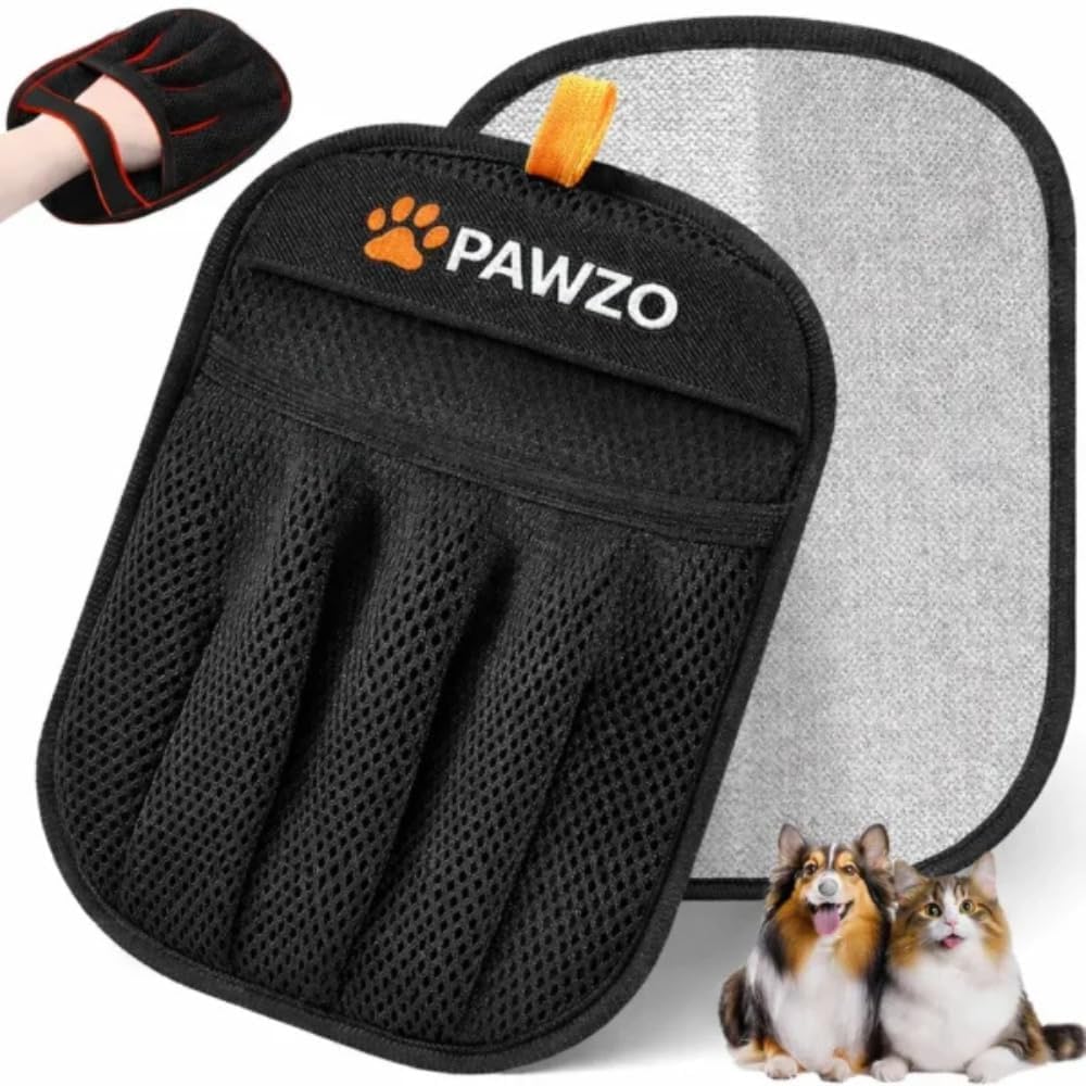 Pet Hair Remover Glove Mitt For Dogs & Cats | Reusable Pet Grooming Brush | Easy Fur & Lint Remover For Sofa, Bed, Carpet & Clot