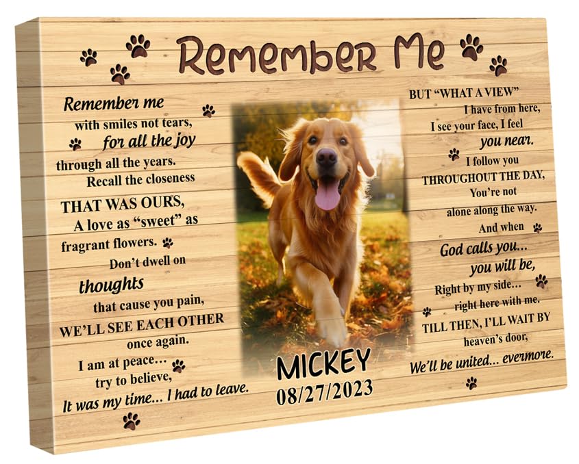 S101614 Dog Memorial Landscape Canvas Gifts, Remember Me For Dog Lovers Mom, Personalized Memorial With Picture Custom Date