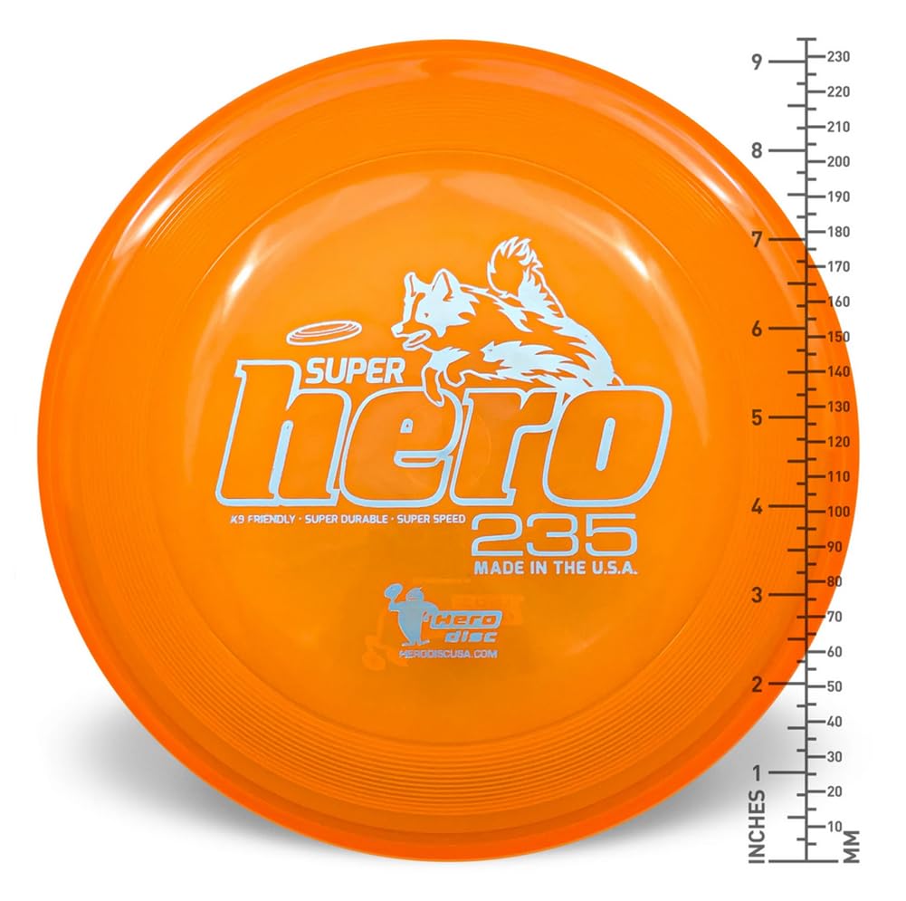 Hero Disc USA Superhero 235 K9 Candy Flying Disc, Puncture Resistant Outdoor Dog Toy, Yellow
