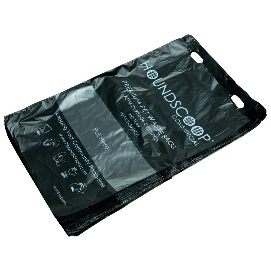 HOUNDSCOOP Pet Waste Bags - 3200 Pull-Strap Black Opaque Plastic Bags, 32 Packs of 100, Strong & Easy for Dog Waste Stations