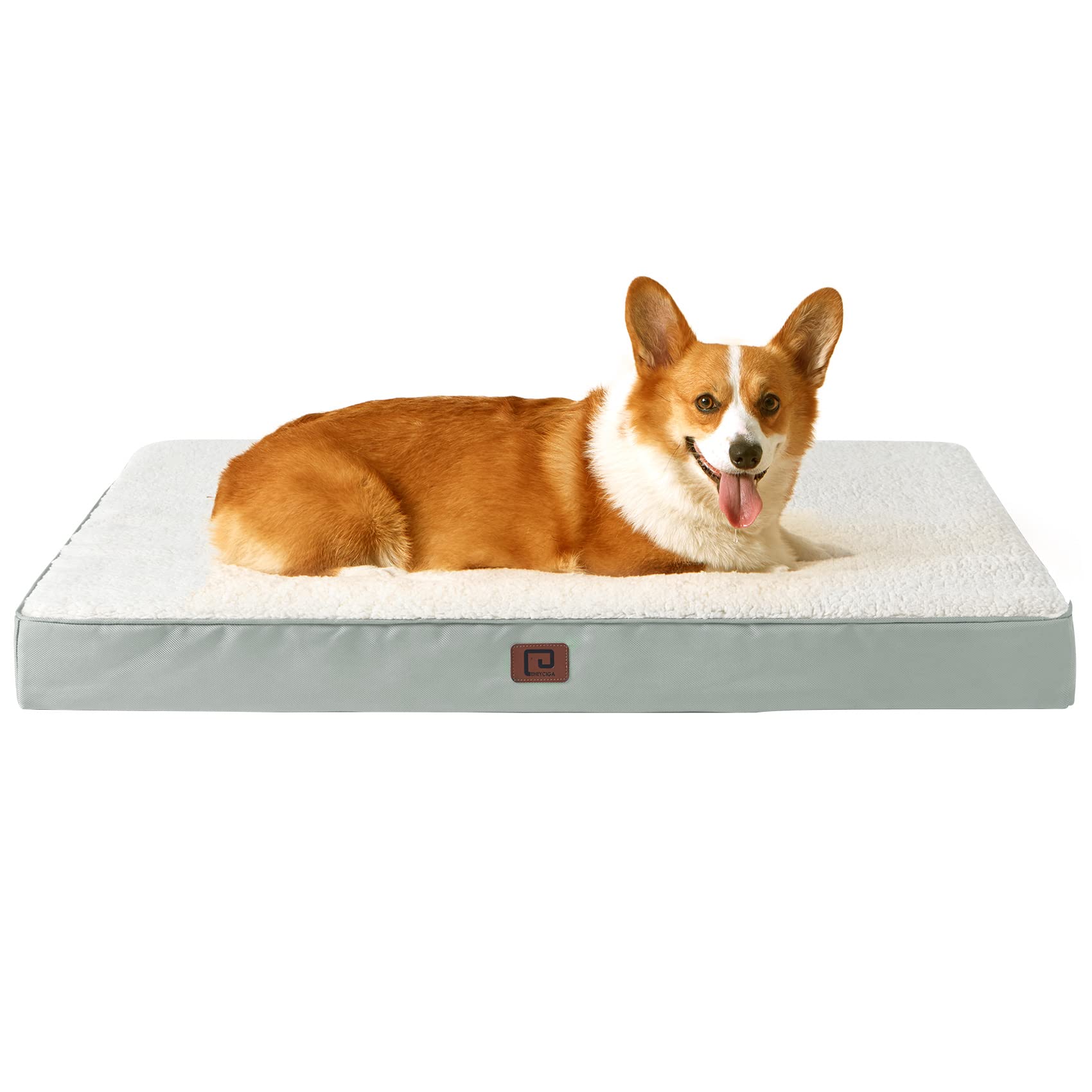 Eheyciga Washable Dog Beds For Medium Dogs, Medium Dog Bed With Removable Cover For Crate, Orthopedic Foam Pet Bed Dog Mat Mattress Cushions For Medium Dogs, Greyish Green(30 X 20)