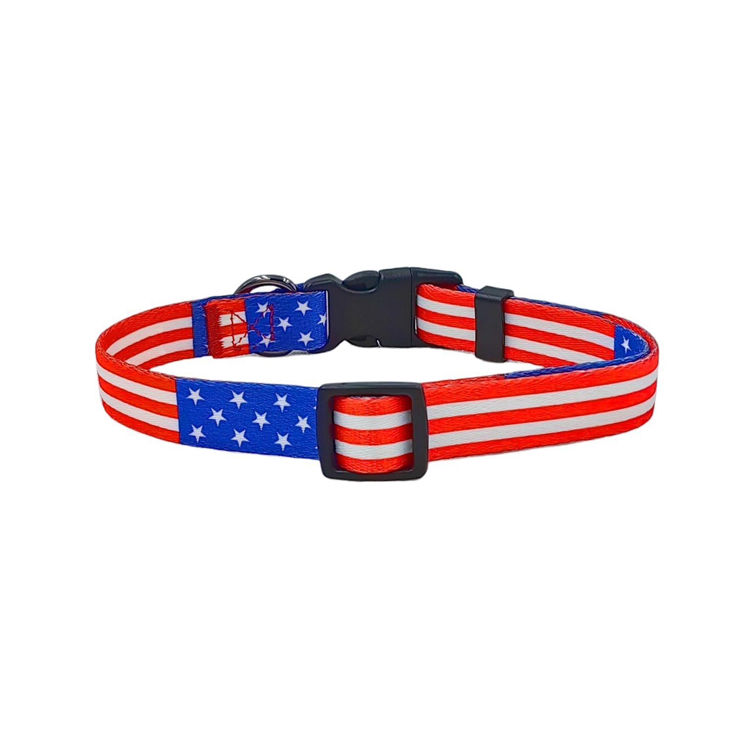 Olahibi Basic Dog Collar, American Flag Pattern, Soft And Durable Polyester Material, Adjustable Length, For Small Dogs.(S, Us F