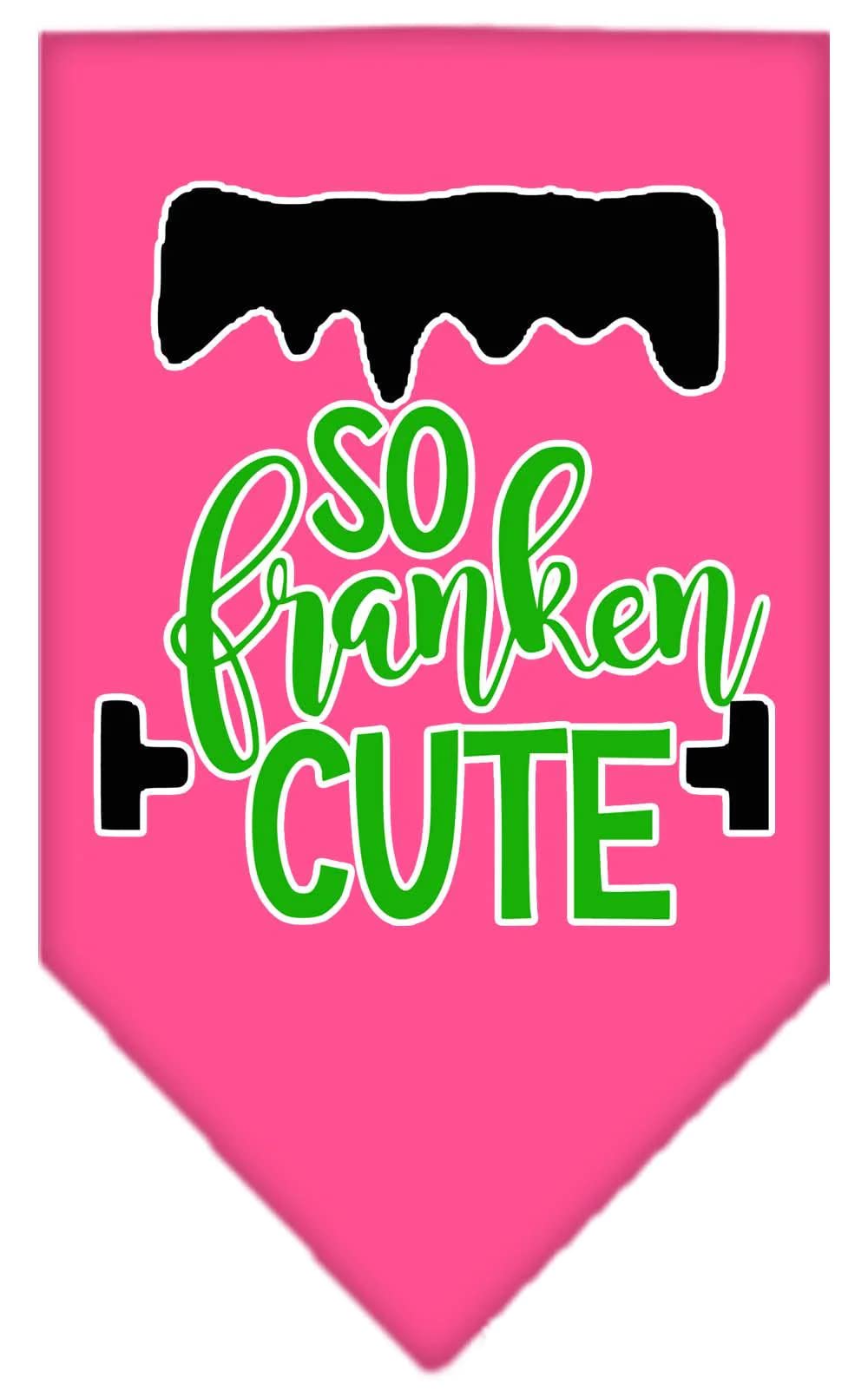Halloween Pet and Dog Bandana Screen Printed, "So Franken Cute" Orange Small