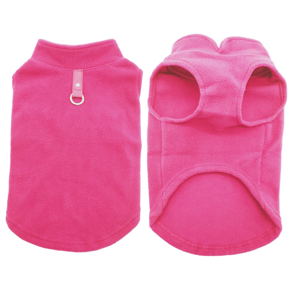 Dog Fleece Vest Soft Winter Jacket Sweater With D-Ring Leash Cold Weather Coat Hoodie For Small Medium Large Dogs Dark Pink Larg