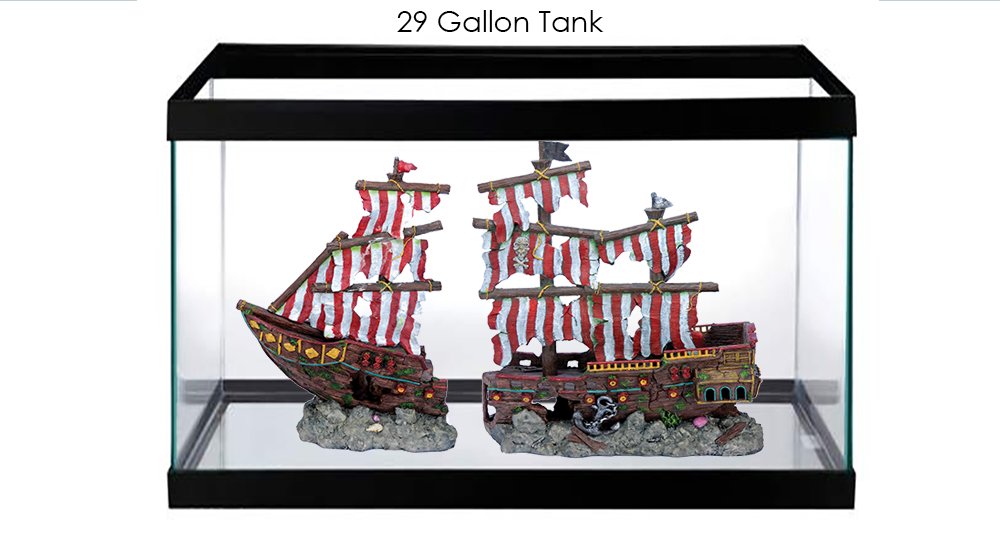 Penn-Plax Deco-Replicas Striped Sail Shipwreck Aquarium Decoration – Safe For Freshwater And Saltwater Fish Tanks – Large – 2 Pieces