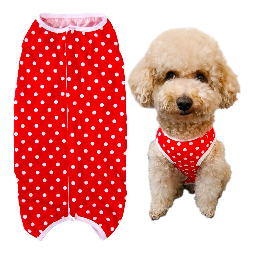 Dog’S Recovery Suit Post Surgery Shirt For Puppy, Wound Protective Clothes For Little Animals(Red Spot-M)