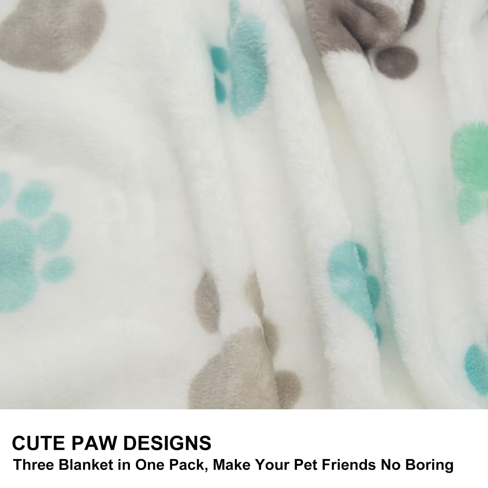 1 Pack 3 Puppy Blankets Super Soft Warm Sleep Mat Cute Paw Print Blanket Fleece Pet Blanket Flannel Throw Dog Blankets For Small