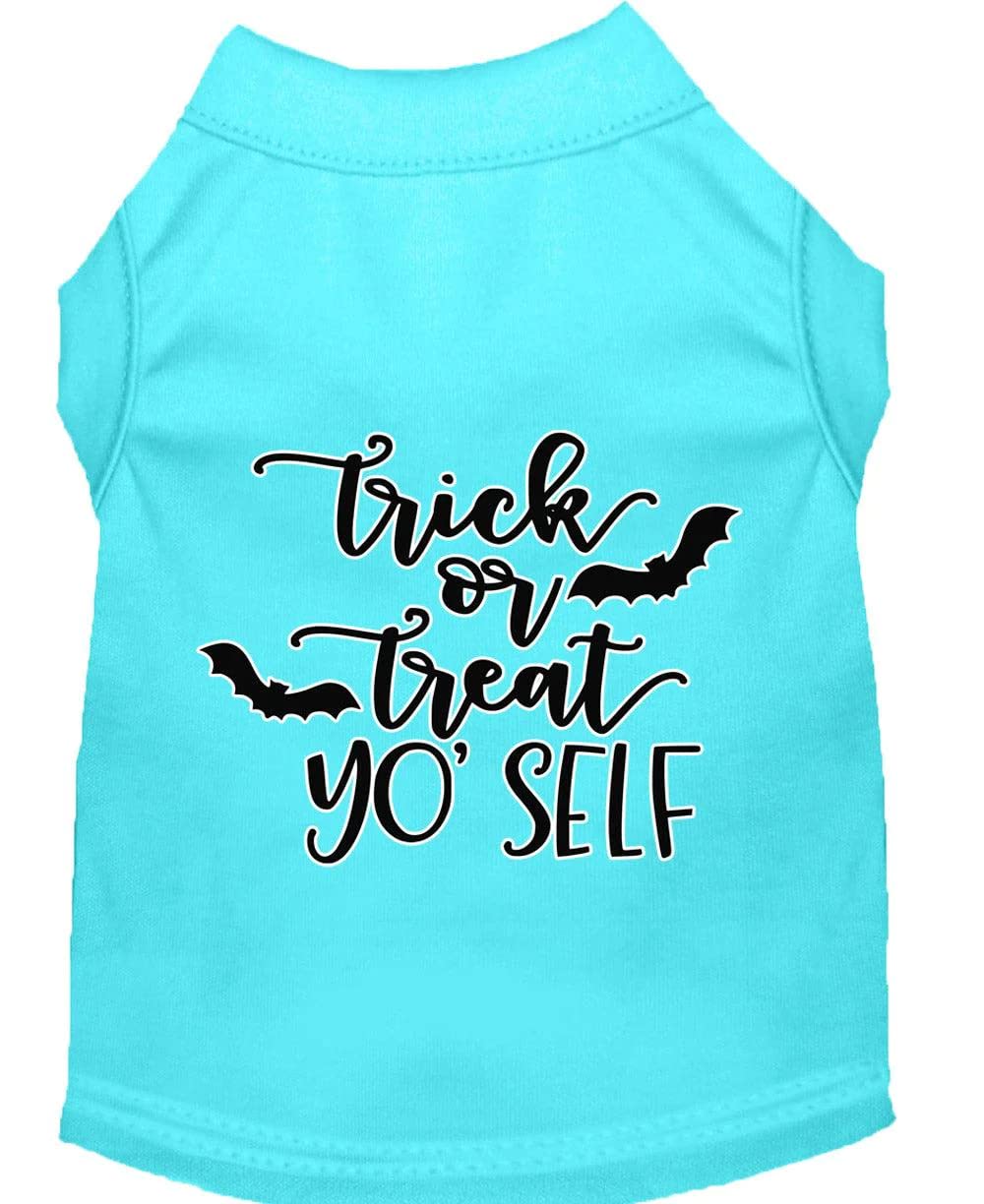 Halloween Pet Dog & Cat Shirt Screen Printed, "Trick Or Treat Yo' Self" Emerald Green XS (0-3 lbs.)