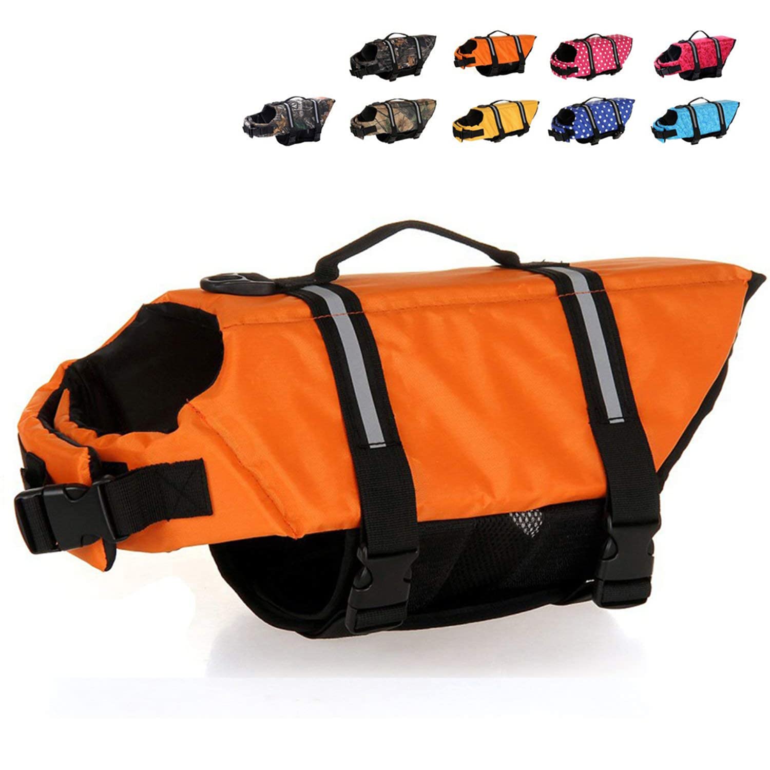 HAOCOO Dog Life Jacket Vest Saver Safety Swimsuit Preserver with Reflective Stripes/Adjustable Belt Dogs?Orange,XXL