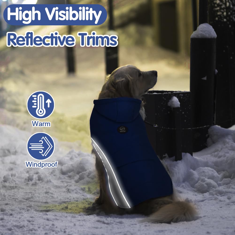 Emust Dog Jacket - Cozy Winter Vests For Dogs, Windproof, Reflective, L/Blue