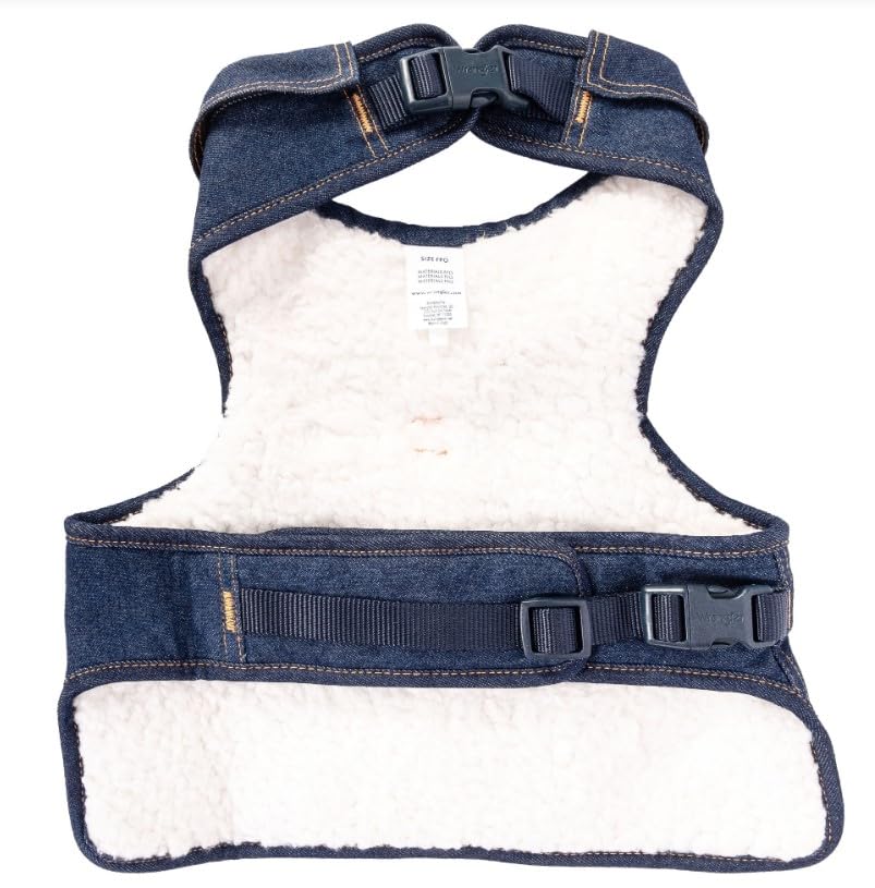 Wrangler Dark Wash Dog Vest Harness With Sherpa-S