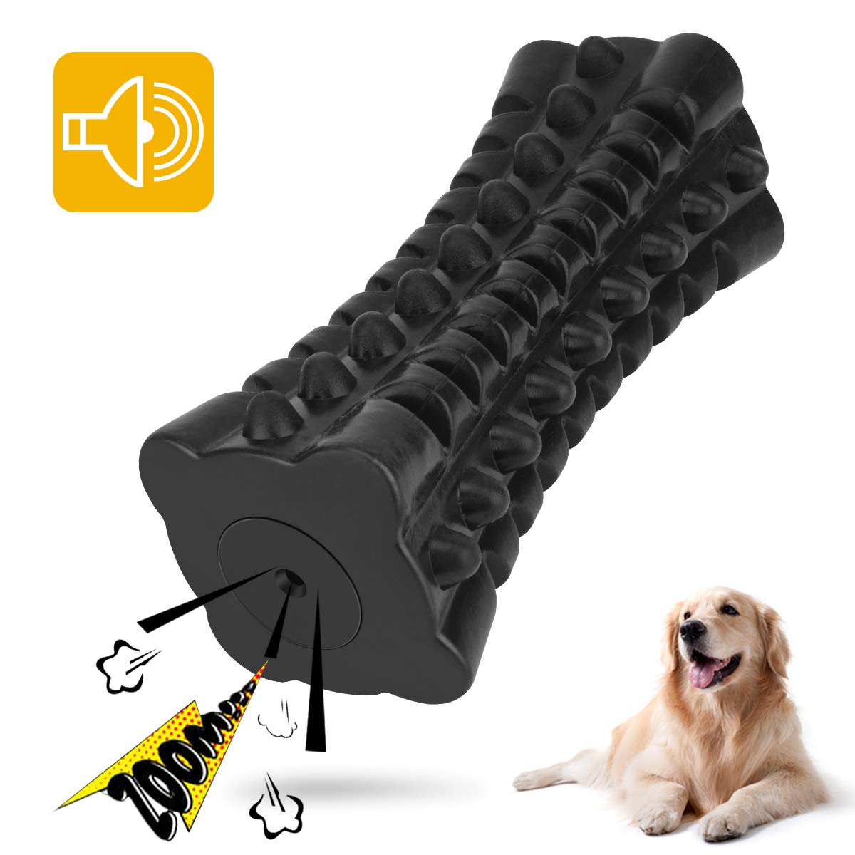 Vanfine Tough Squeaky Dog Toys For Aggressive Chewers - Dog Chew Toys For Aggressive Chewers Large Breed Stick - Durable Dog Toys For Aggressive Chewers Non-Toxic Natural Rubber Beef Flavor (Black)