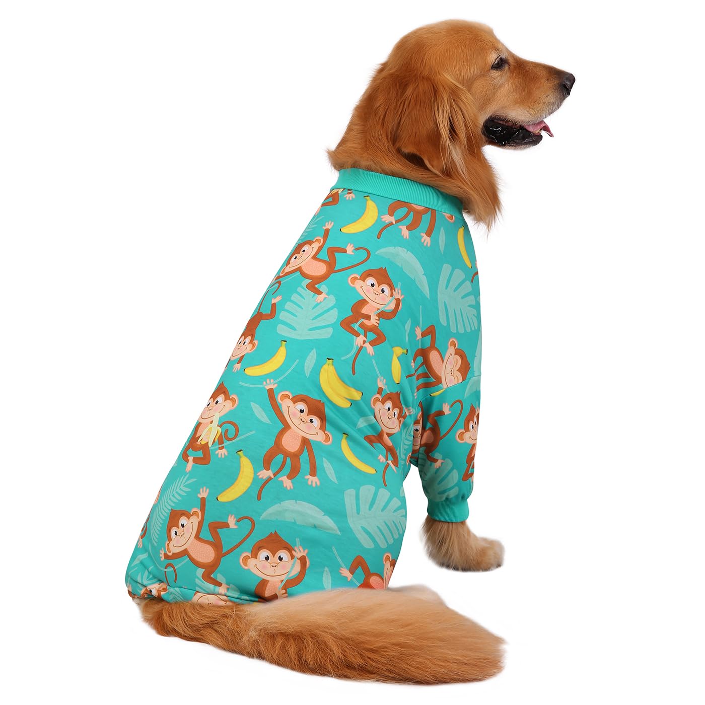 Hde Dog Pajamas One Piece Jumpsuit Lightweight Dog Pjs Shirt For M-3Xl Dogs Monkeying Around - M
