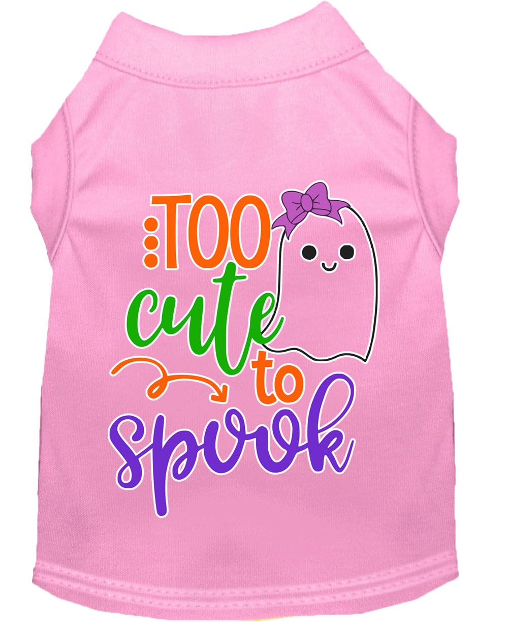 Halloween Pet Dog & Cat Shirt Screen Printed, "Too Cute To Spook - Girly Ghost" Light Pink XS (0-3 lbs.)