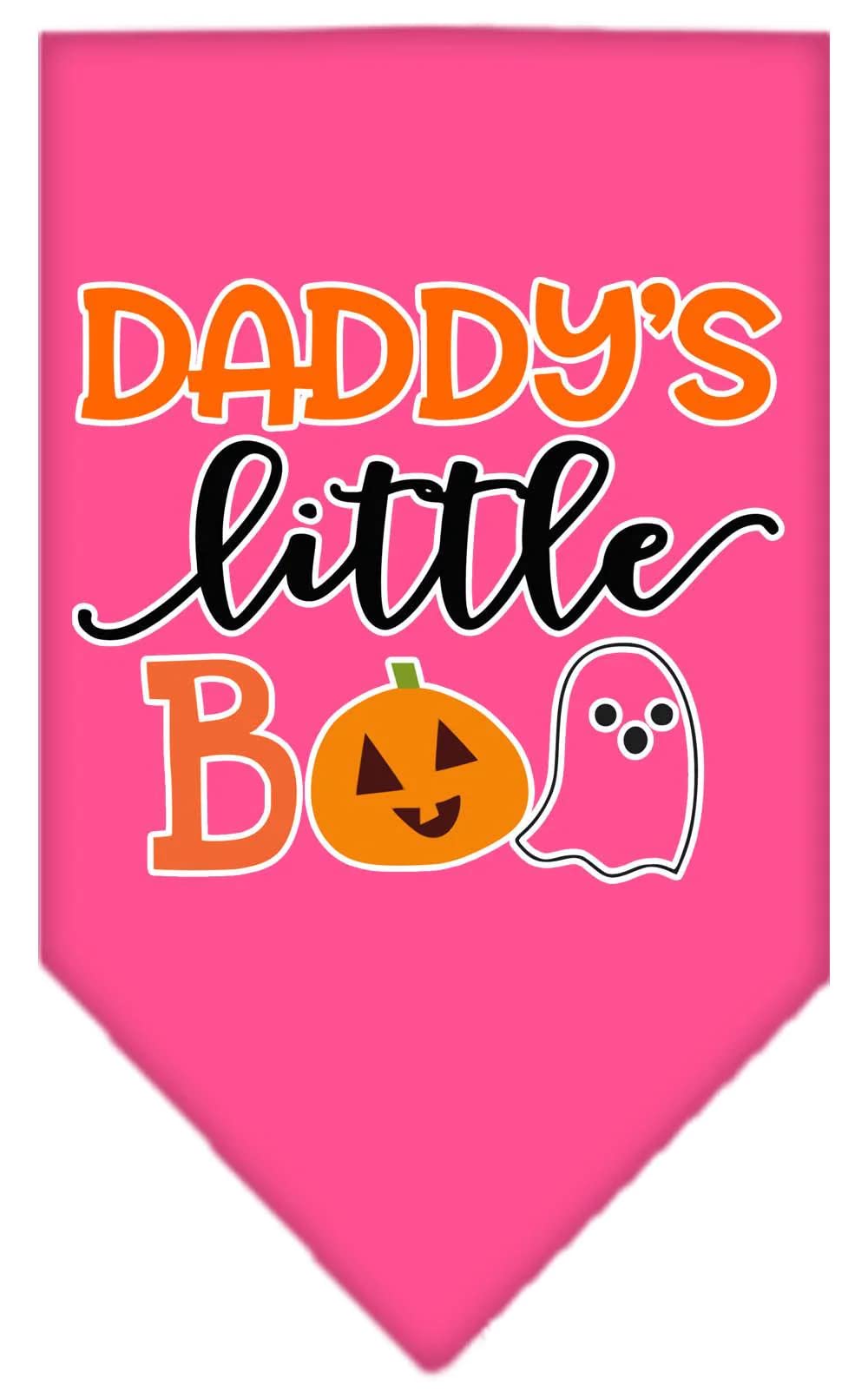 Halloween Pet and Dog Bandana Screen Printed, "Daddy's Little Boo" Red Large