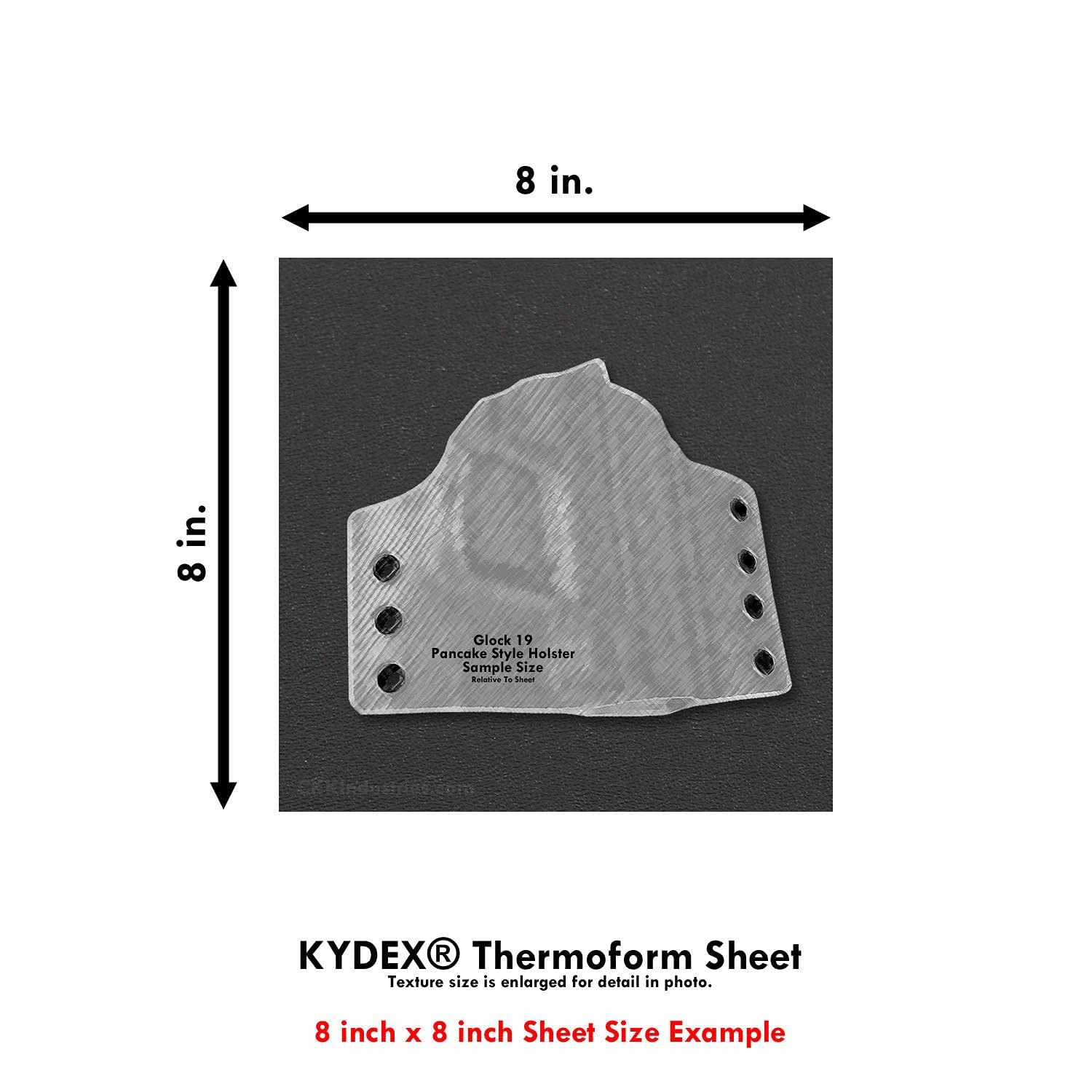 Kydex Thermoform Sheet - (Type V) - (P1 Texture) - (0080 Thickness) - (8In X 8In Sheets) - (Black) - (8 Pack) - (For Kydex Holst