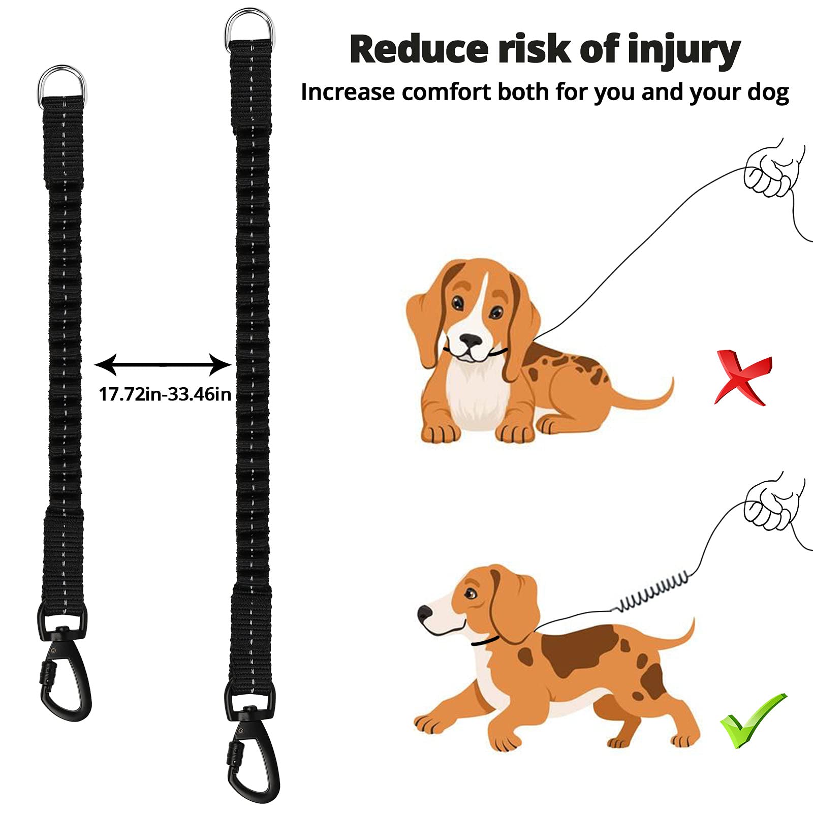 Long Dog Leash 60 Ft: Heavy Duty Rope Leashes For Dogs Training With Swivel Lockable Hook Reflective Threads Bungee And Padded Handle - Dog Lead For Large Small Medium Dogs Outside Walking Hiking