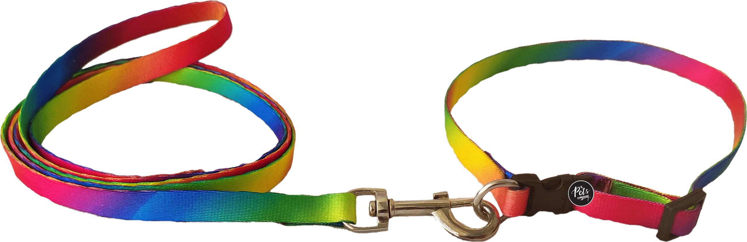 The Pets Compay Nylon Rainbow Colorful Dog Leash And Collar Set, Suitable For Puppies Of All Dog Breeds