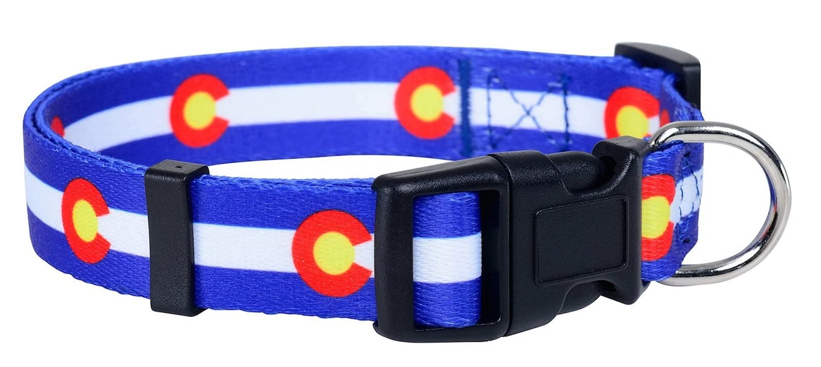 Native Pup Colorado State Flag Dog Collar (Colorado Blue, Medium)