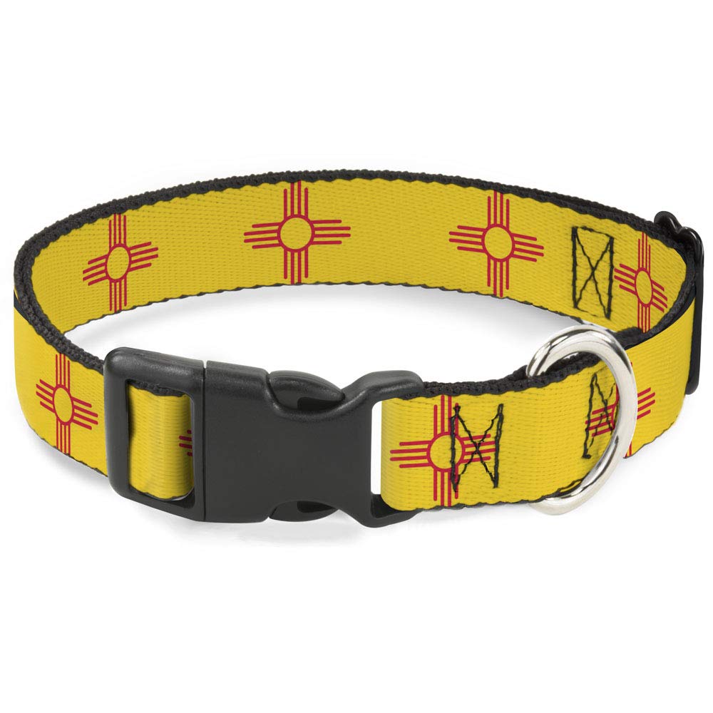 Buckle-Down Dog Collar Plastic Clip New Mexico Flag Yellow Red 16 To 23 Inches 1.5 Inch Wide