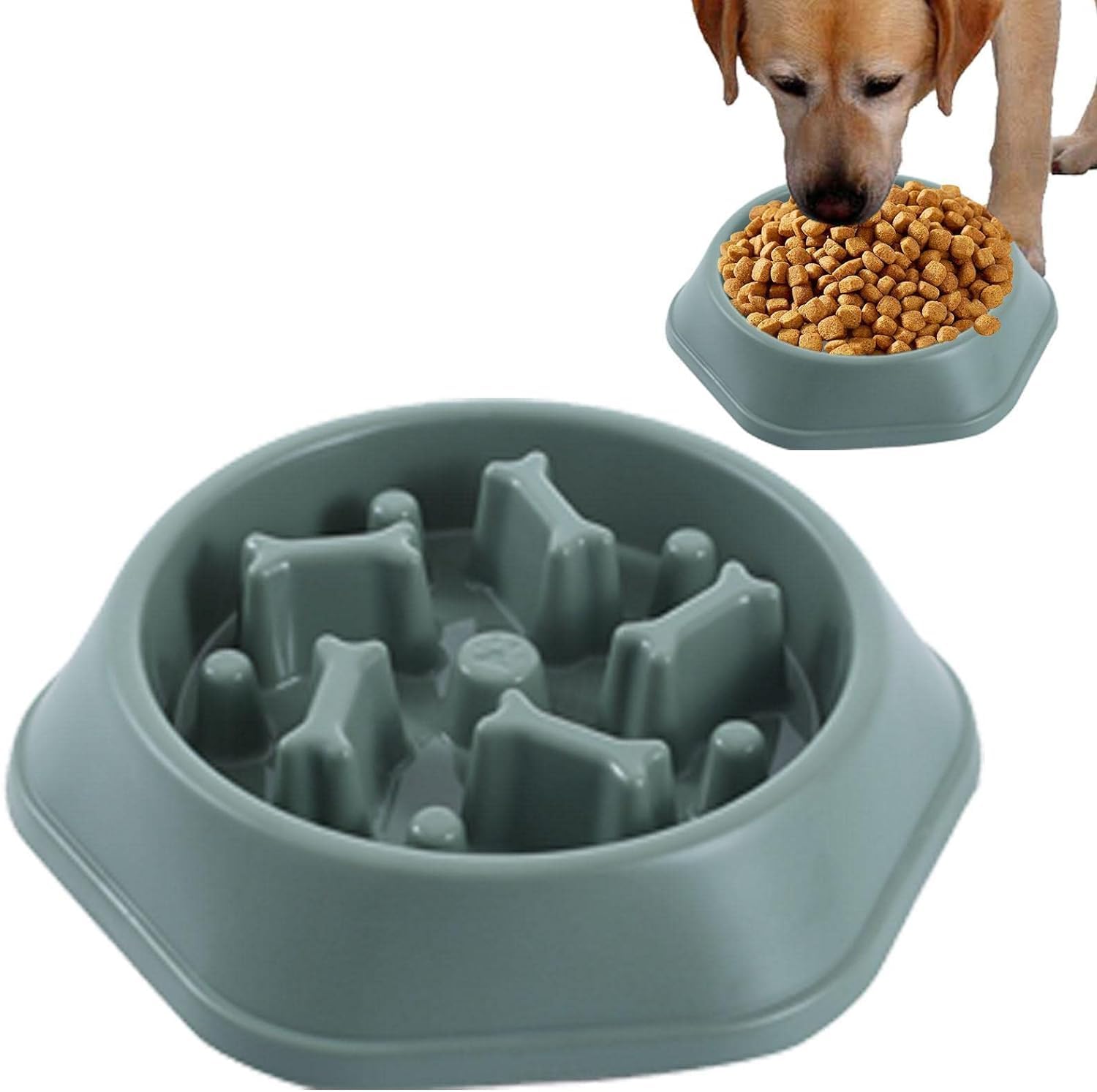 Dog Bowl Slow Feeder Dog Bowl Bloat Stop Dog Food Bowl Interactive Puzzle Healthy Eating Bowl Color May Vary (Single Pack)