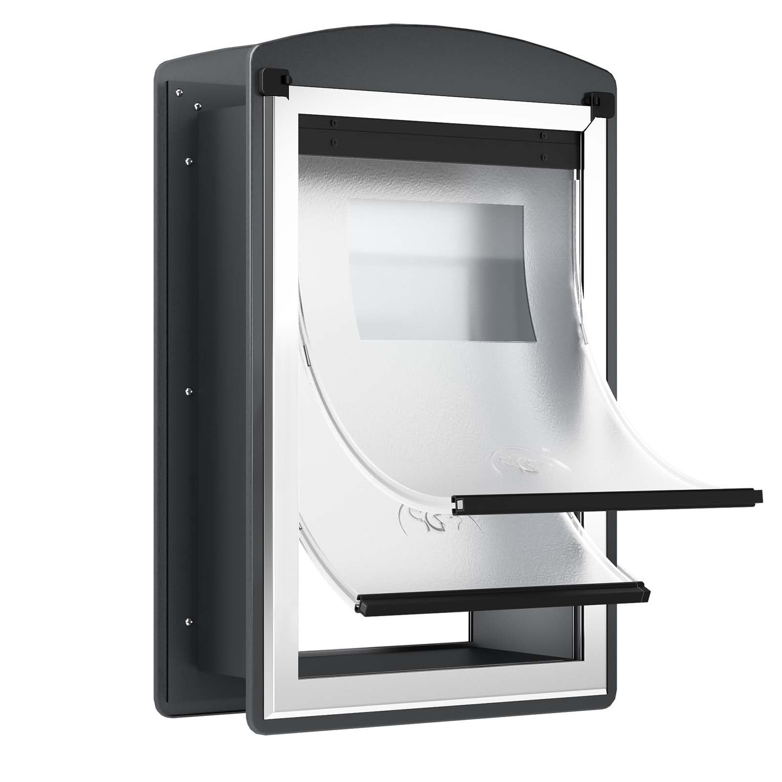 Freestanding Dog Door For Wall, Steel Frame Doggy Door With Telescoping Tunnel, Double Magnetic Flaps And Double Security Lock P