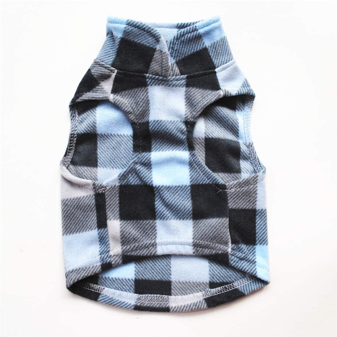 Pixriy Dog Sweater, Soft Fleece Vest With Leash Ring Pullover Jacket Winter Pet Dog Clothes For Puppy Small Dogs Cat Teddy Chihuahua Yorkshire For Christmas (X-Small, Blue Grey Plaid)