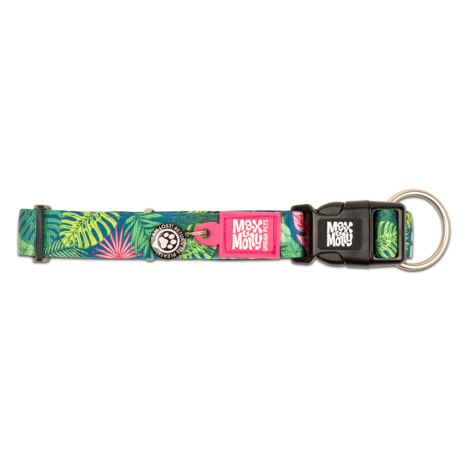 Max & Molly Smart ID Dog Collar with Gotcha! QR Safety Tag and Custom Pet Profile, Soft Padded Neoprene, Waterproof, Tropical, L