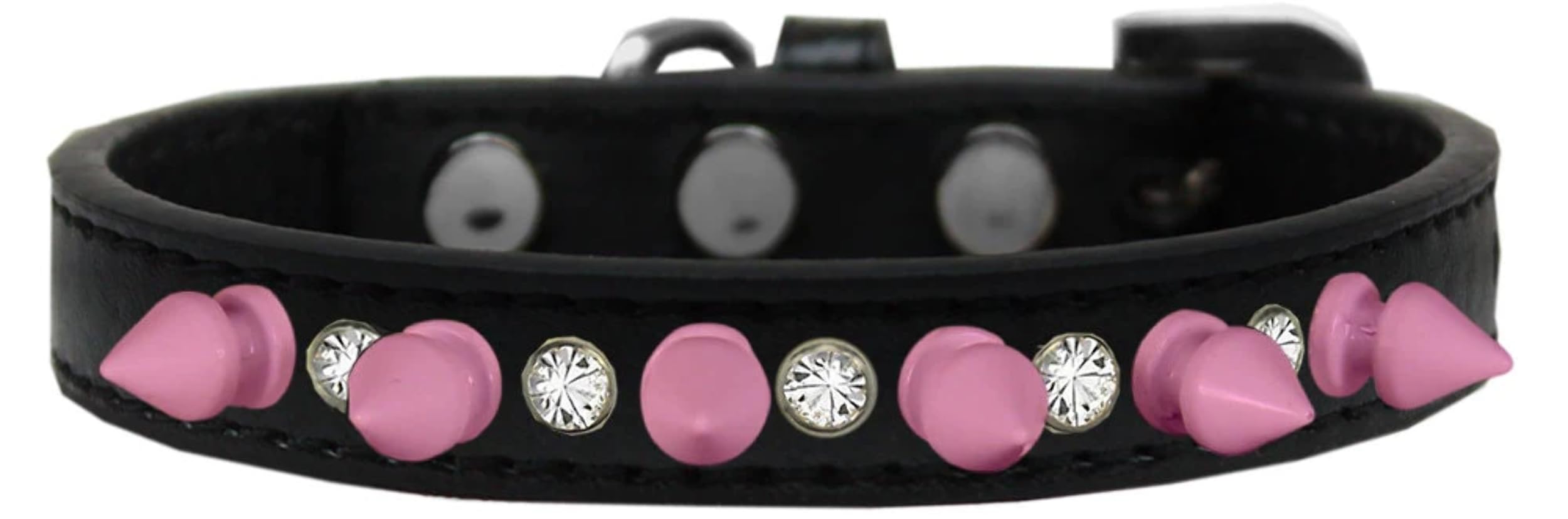 Pet and Dog Spike Collar, Clear Crystals & Light Pink Spikes” White 10