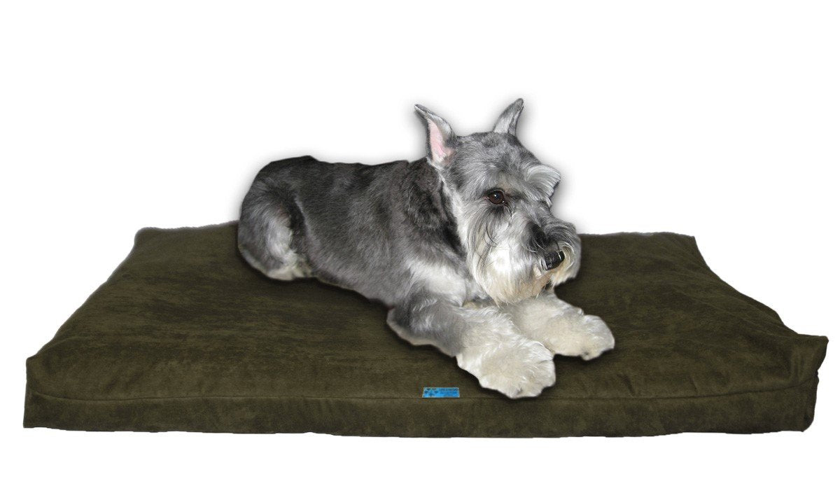 Five Diamond Collection Shredded Memory Foam Orthopedic Bed With Removable Washable Cover And Water Proof Inner Fabric, Medium (37-Inch-By-27-Inch), Olive Microfiber, For Dogs