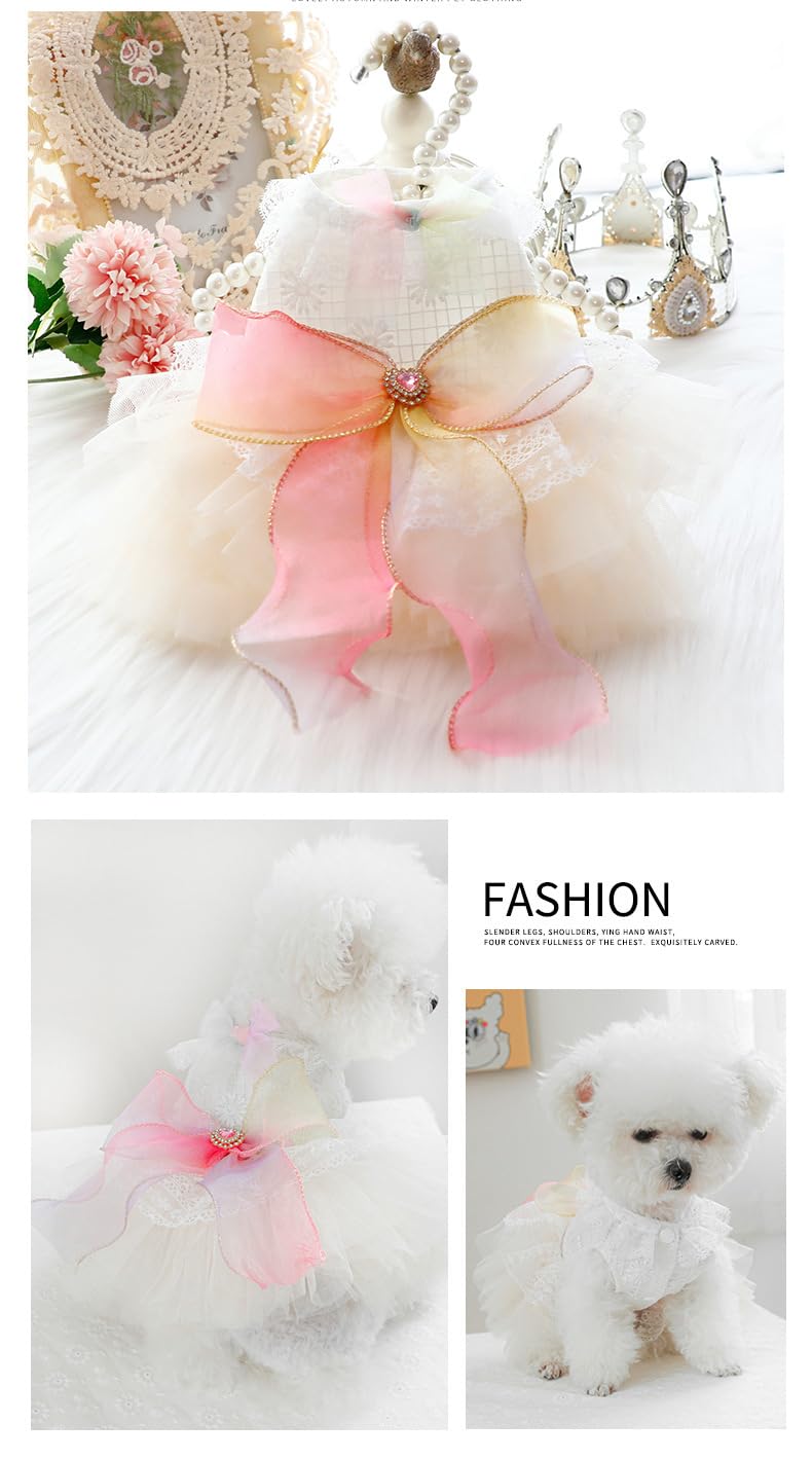 Marupet Fashion Sweet Puppy Dog Blingbling Princess Skirt Pet Dog Lace Cake Camisole Tutu Dress D-Pink Xs