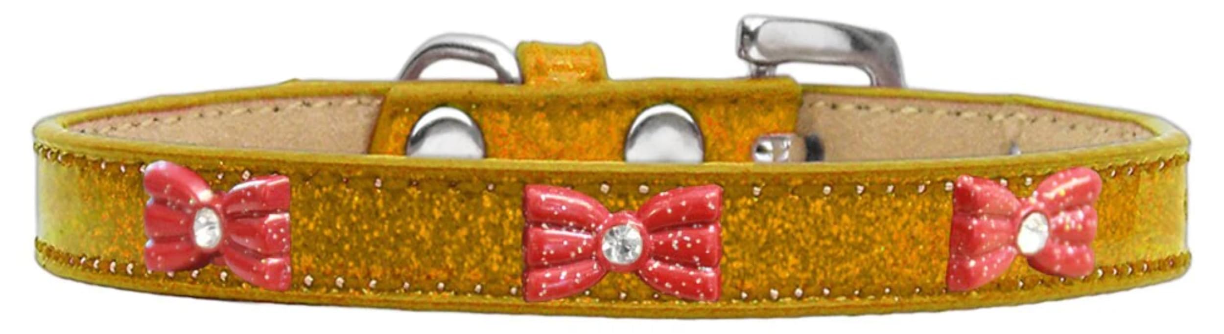 Dog, Puppy & Pet Widget Ice Cream Collar, Red Glitter Bow Pink 20
