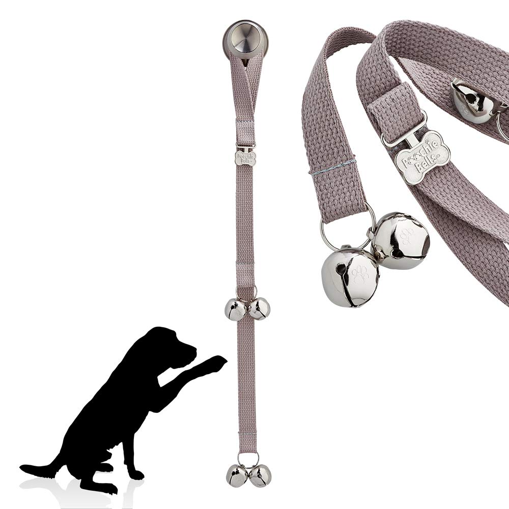 Poochiebells Original Handcrafted Dog Doorbell - Trusted By Trainers For 20+ Years, One Size Fits All Breeds, Durable And Thick Cotton Webbing, Crafted In Usa, Gray
