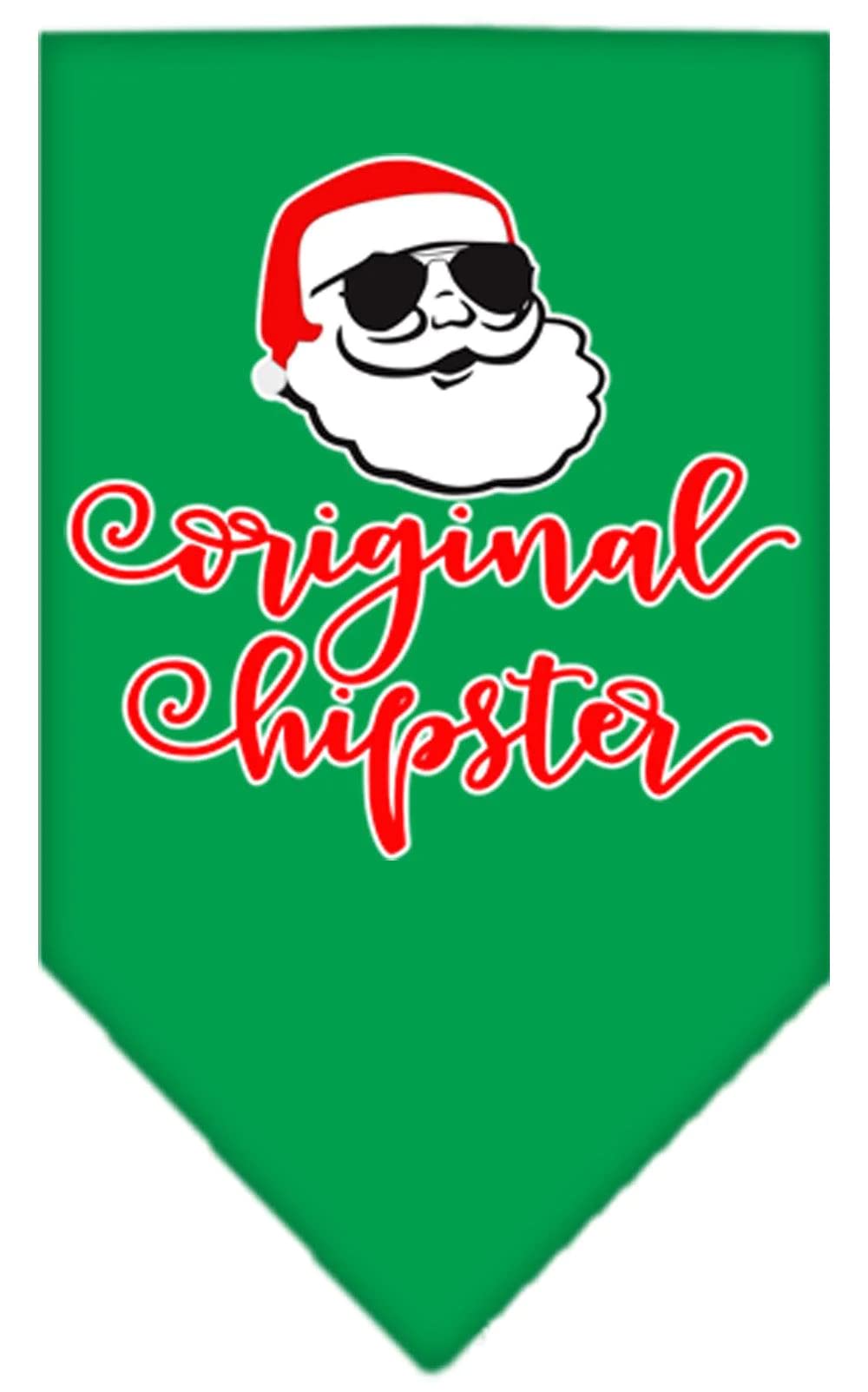 Christmas Pet and Dog Bandana Screen Printed, "Original Hipster" Navy Blue Large