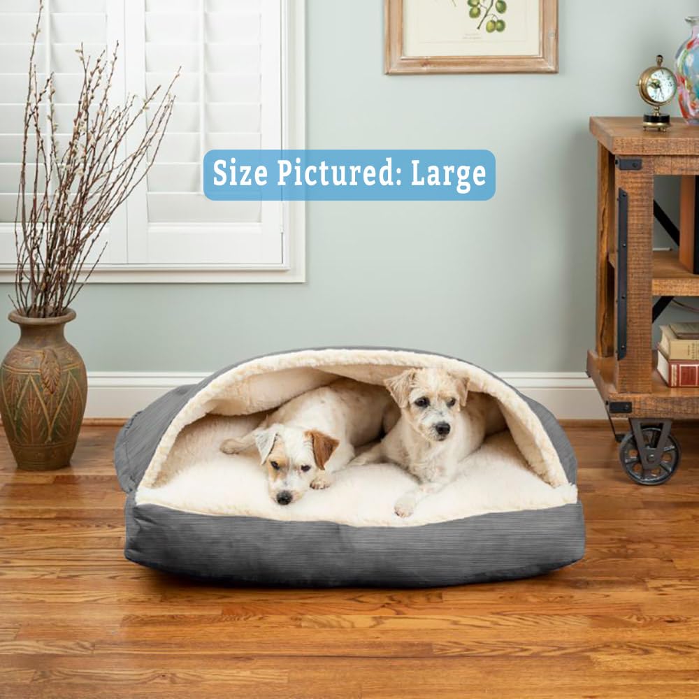 Snoozer Pet Products Rectangle Cozy Cave Dog Bed, Medium, Heather Gray