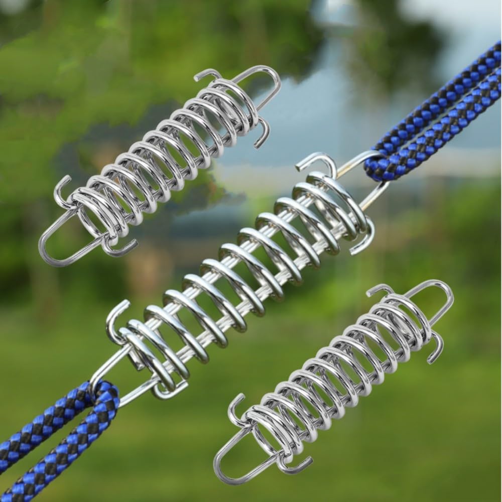 Dog Leash Metal Shock Absorbing Spring Buckle Sun Shade Spring Heavy Duty Steel Tent Rope Fixed Buckle Tensioner For Outdoor Camping Dog Training,Swing