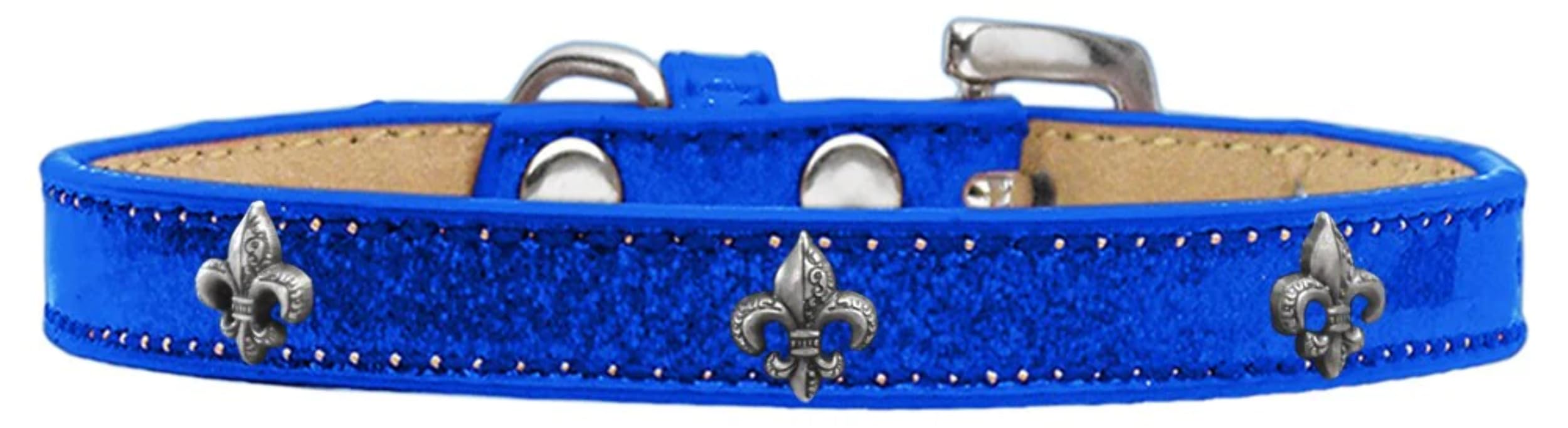 Dog, Puppy & Pet Widget Ice Cream Collar, Silver Fleur De Lis Gold 20